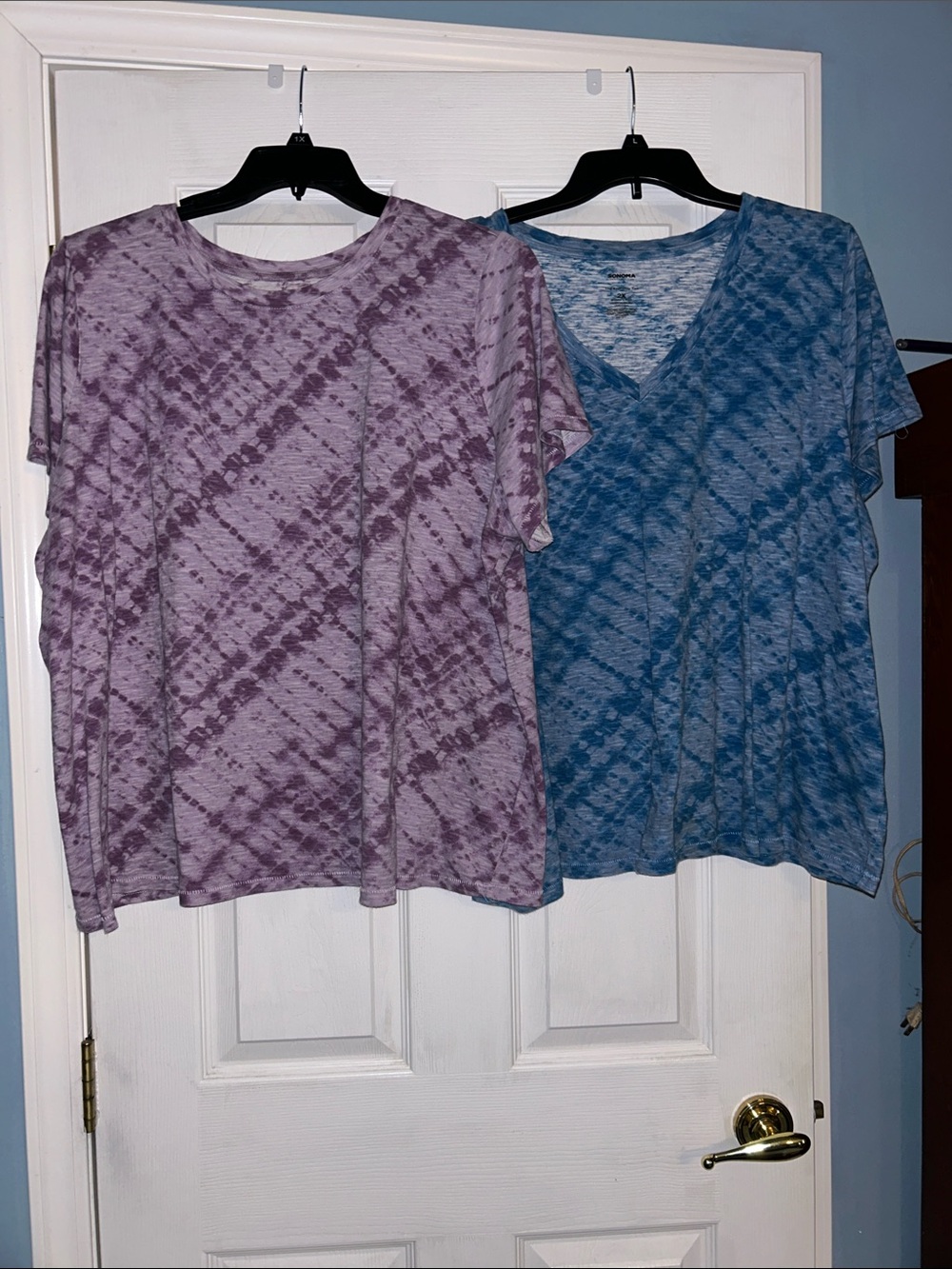 Sonoma Women's Short-Sleeve Tie-Dye Tops in Lavender and Blue
